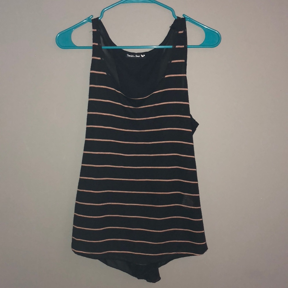 Striped black and peach tank